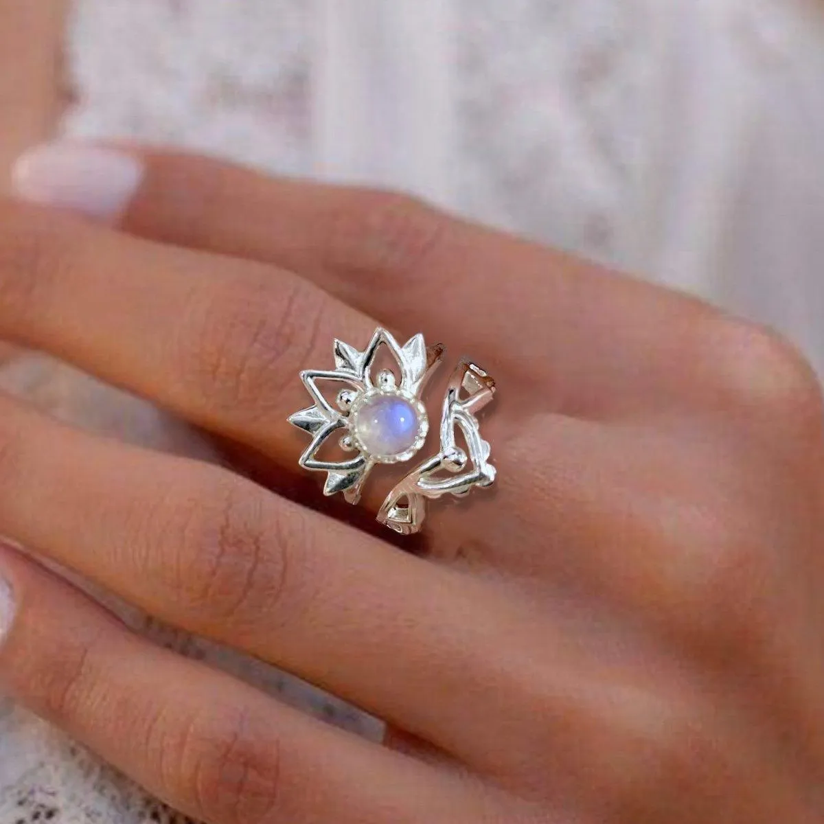 Laihas Inflorescence Boho Moonstone Ring Set