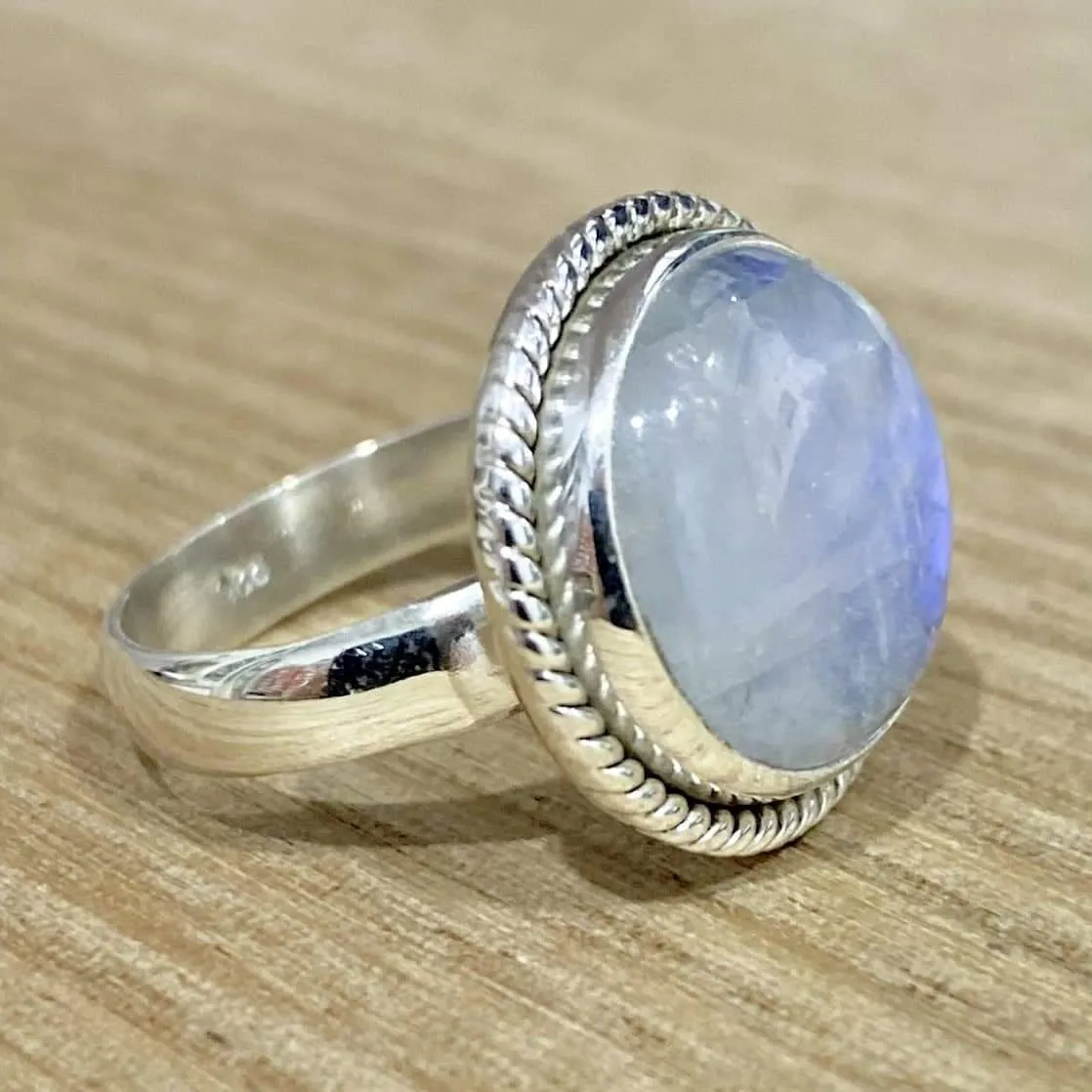 Laihas Large Blue Magic Twisted Moonstone Ring