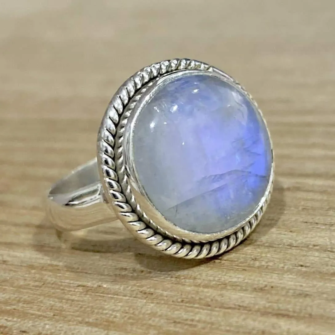 Laihas Large Blue Magic Twisted Moonstone Ring
