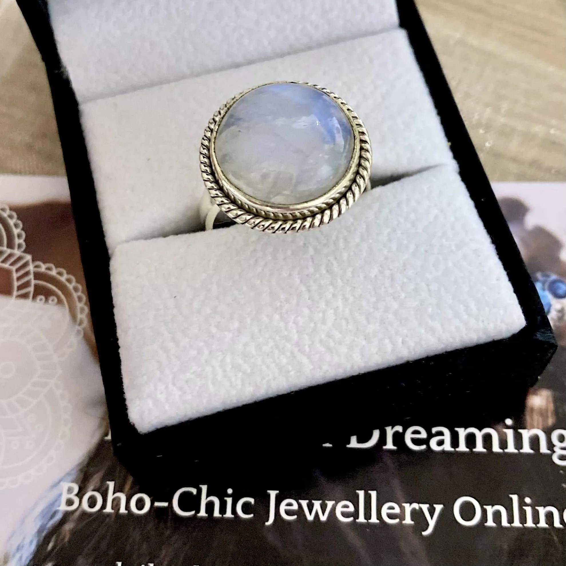 Laihas Large Blue Magic Twisted Moonstone Ring