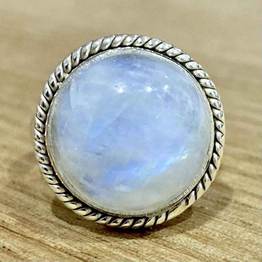 Laihas Large Blue Magic Twisted Moonstone Ring