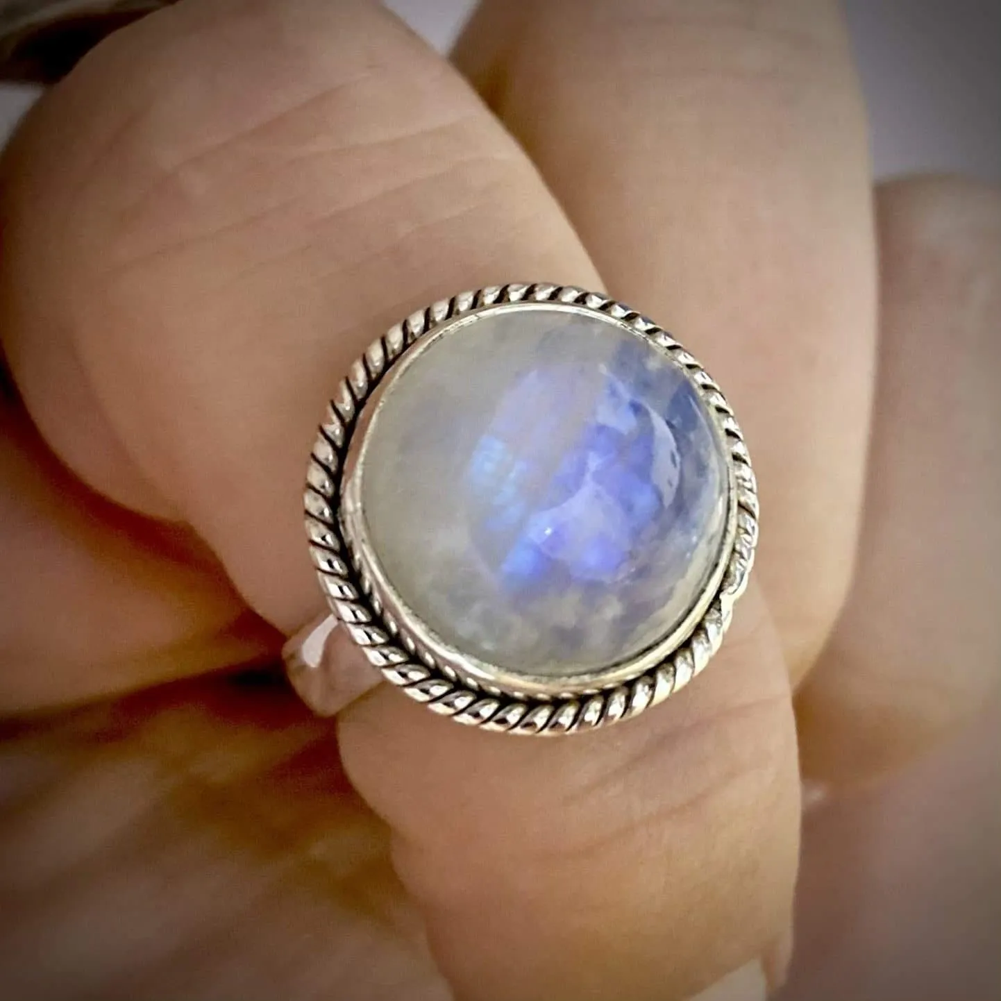Laihas Large Blue Magic Twisted Moonstone Ring