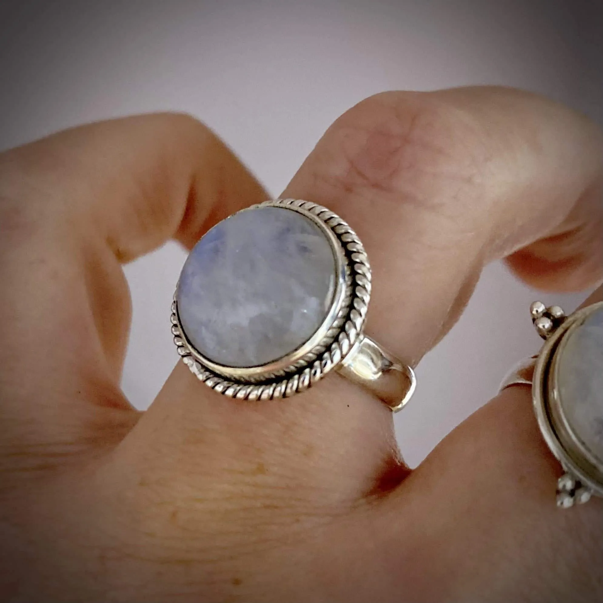 Laihas Large Blue Magic Twisted Moonstone Ring