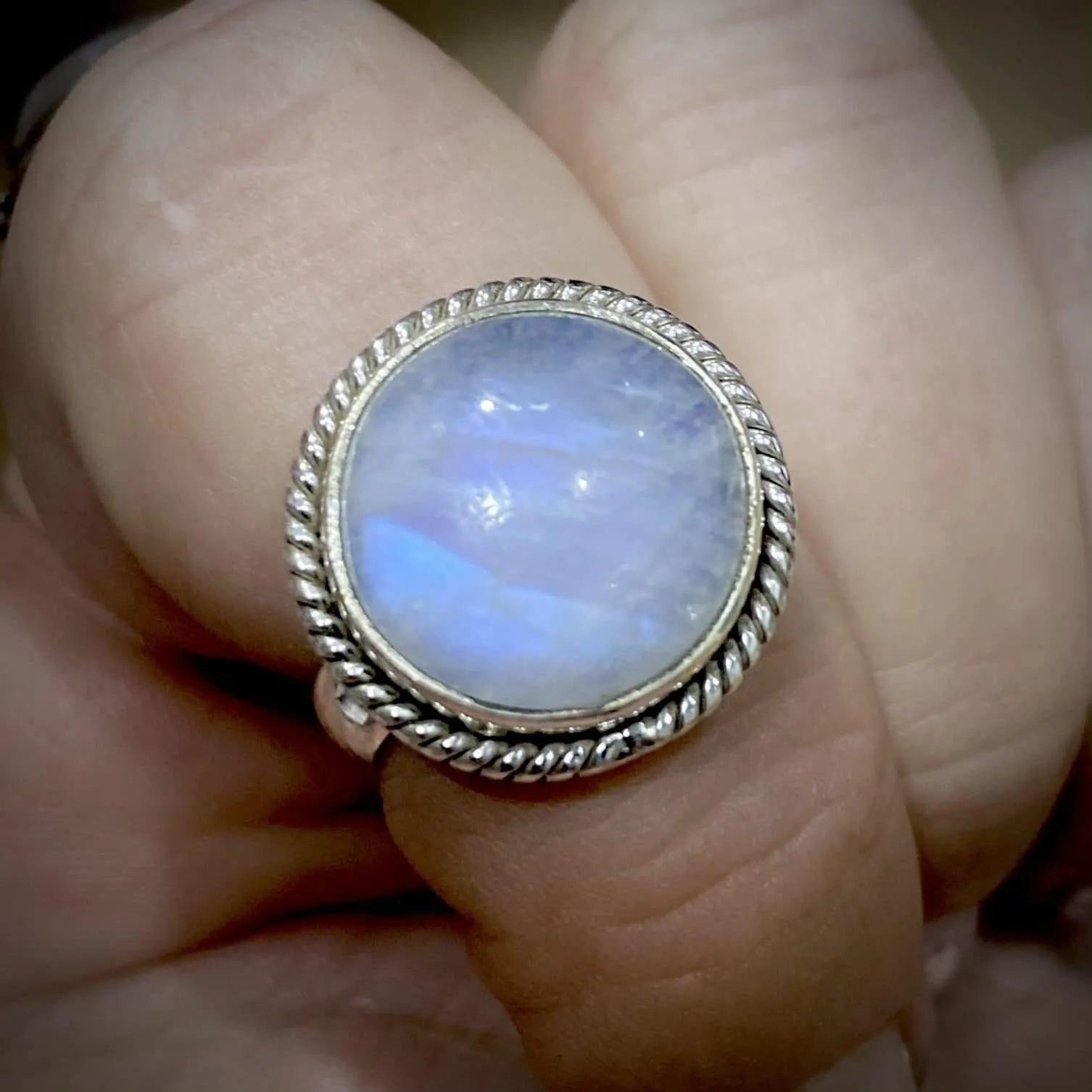 Laihas Large Blue Magic Twisted Moonstone Ring