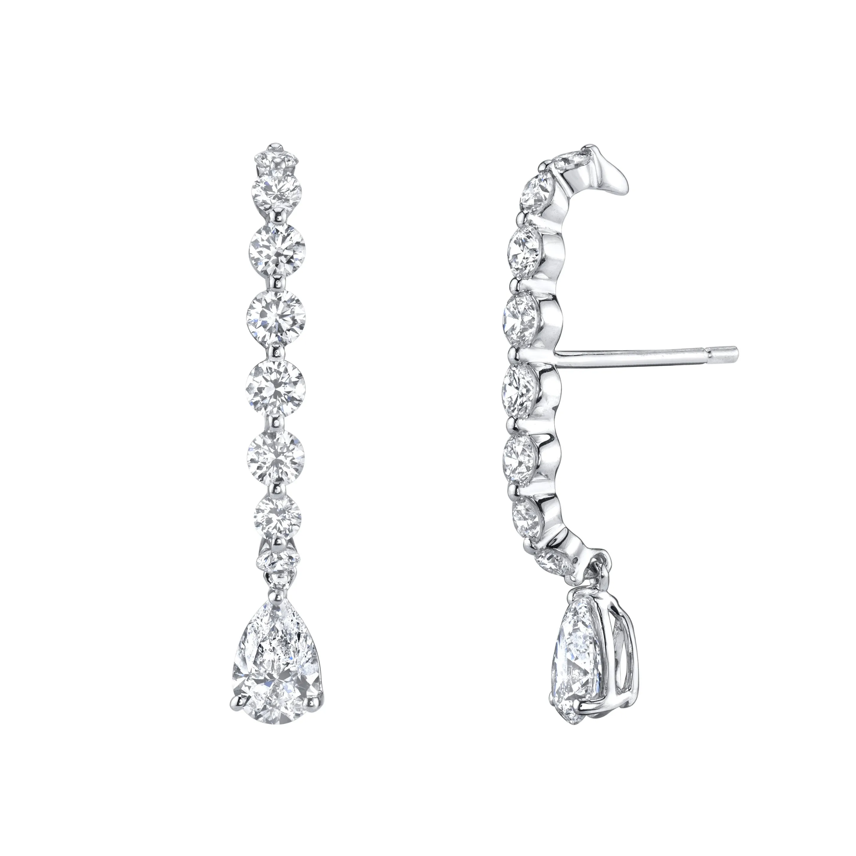 LARGE DIAMOND LOBE CUFF WITH PEAR DIAMOND DROP