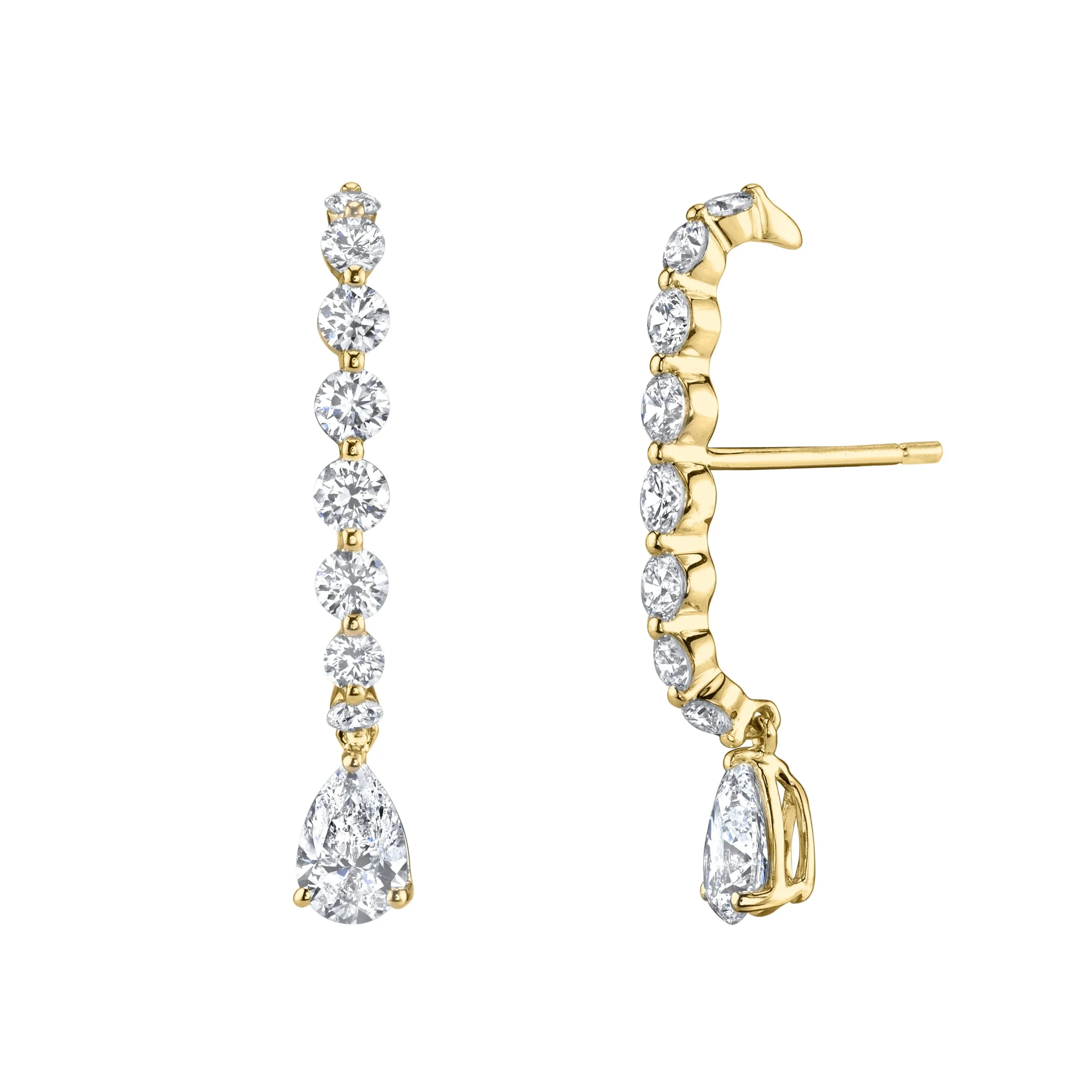 LARGE DIAMOND LOBE CUFF WITH PEAR DIAMOND DROP