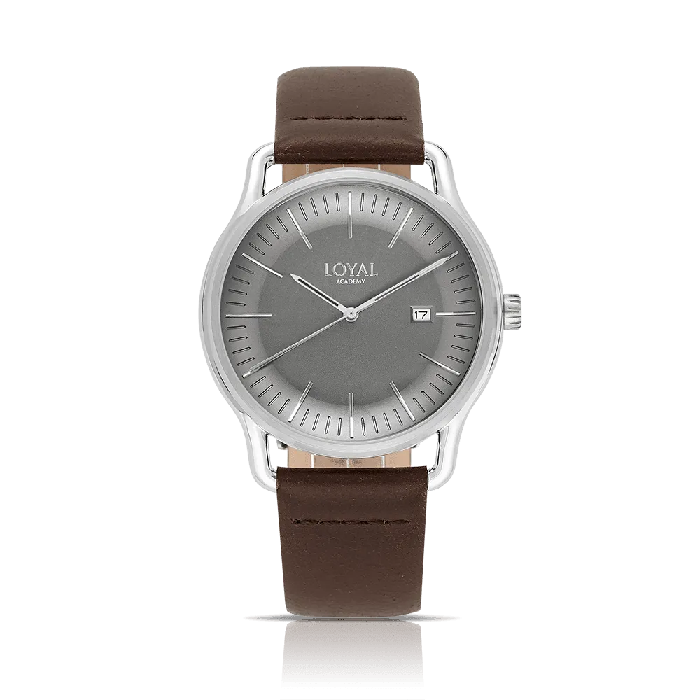 Loyal Men's Academy Stainless Steel Quartz Dress Watch Grey Dial