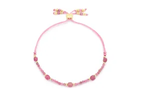 Meadow Gold & Pink Tourmaline Beaded Slider Bracelet