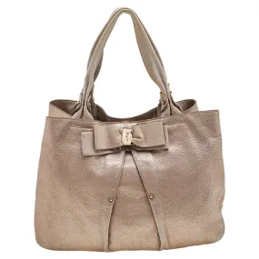 Metallic Bronze Leather Miss Vara Bow Tote