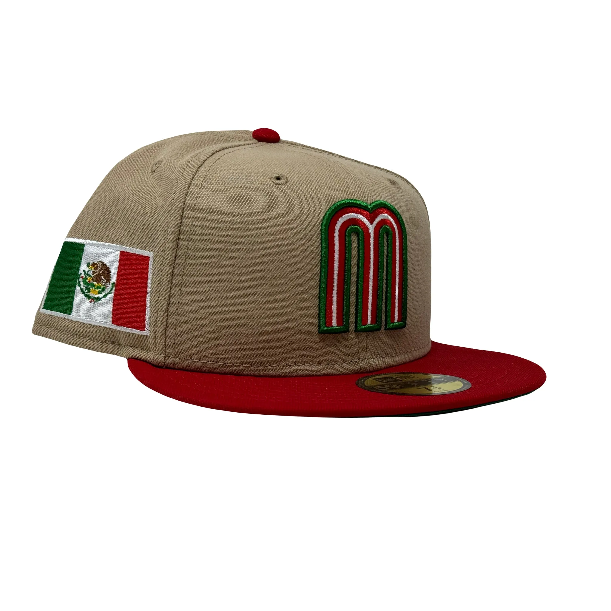 Mexico World Baseball Classic Camel Red Visor 5950 New Era Fitted Hat