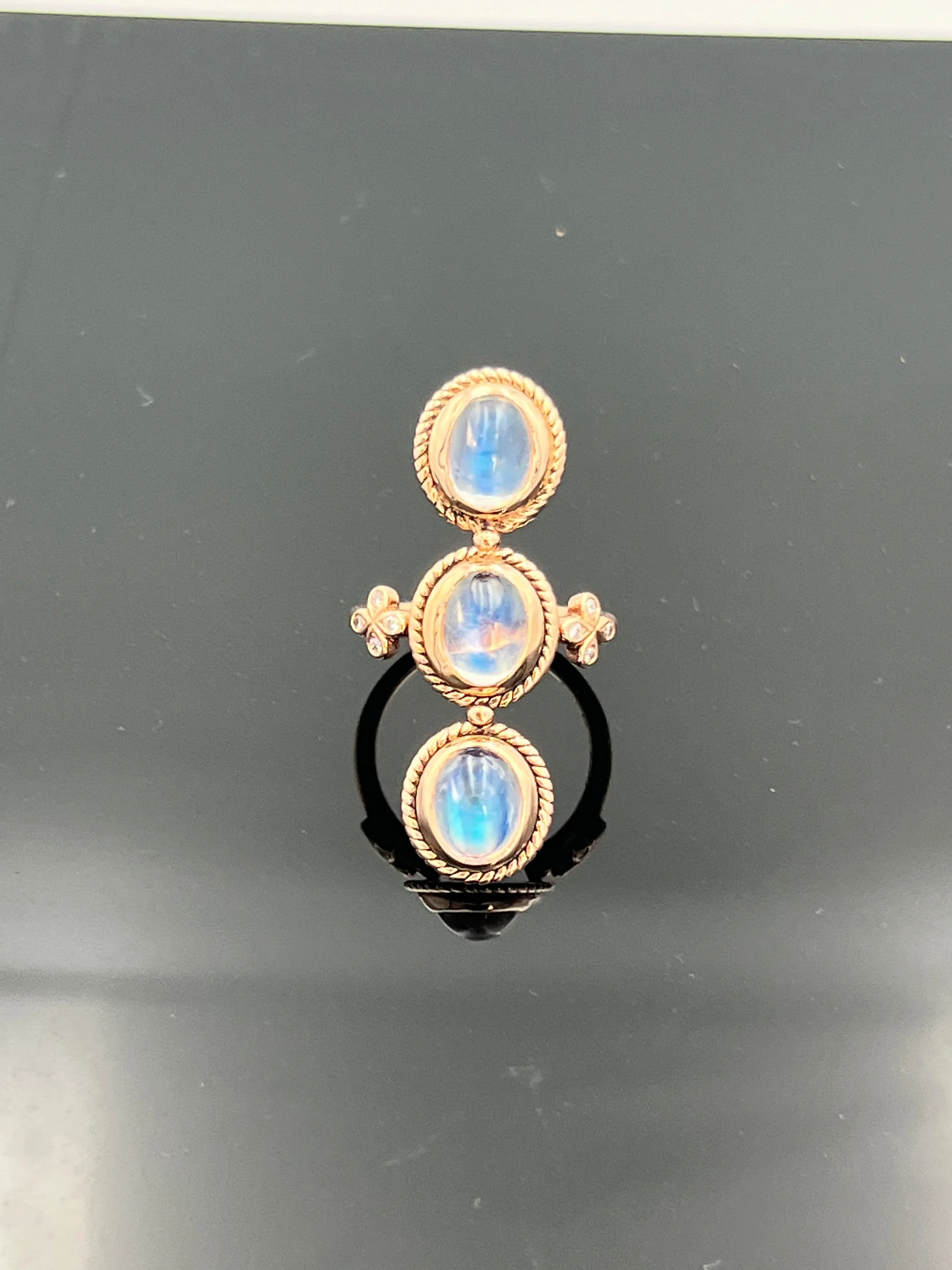 Moonstone 3 Stone Cocktail Ring
