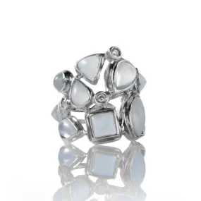 Moonstone & Diamond Sterling Mosaic Statement Ring