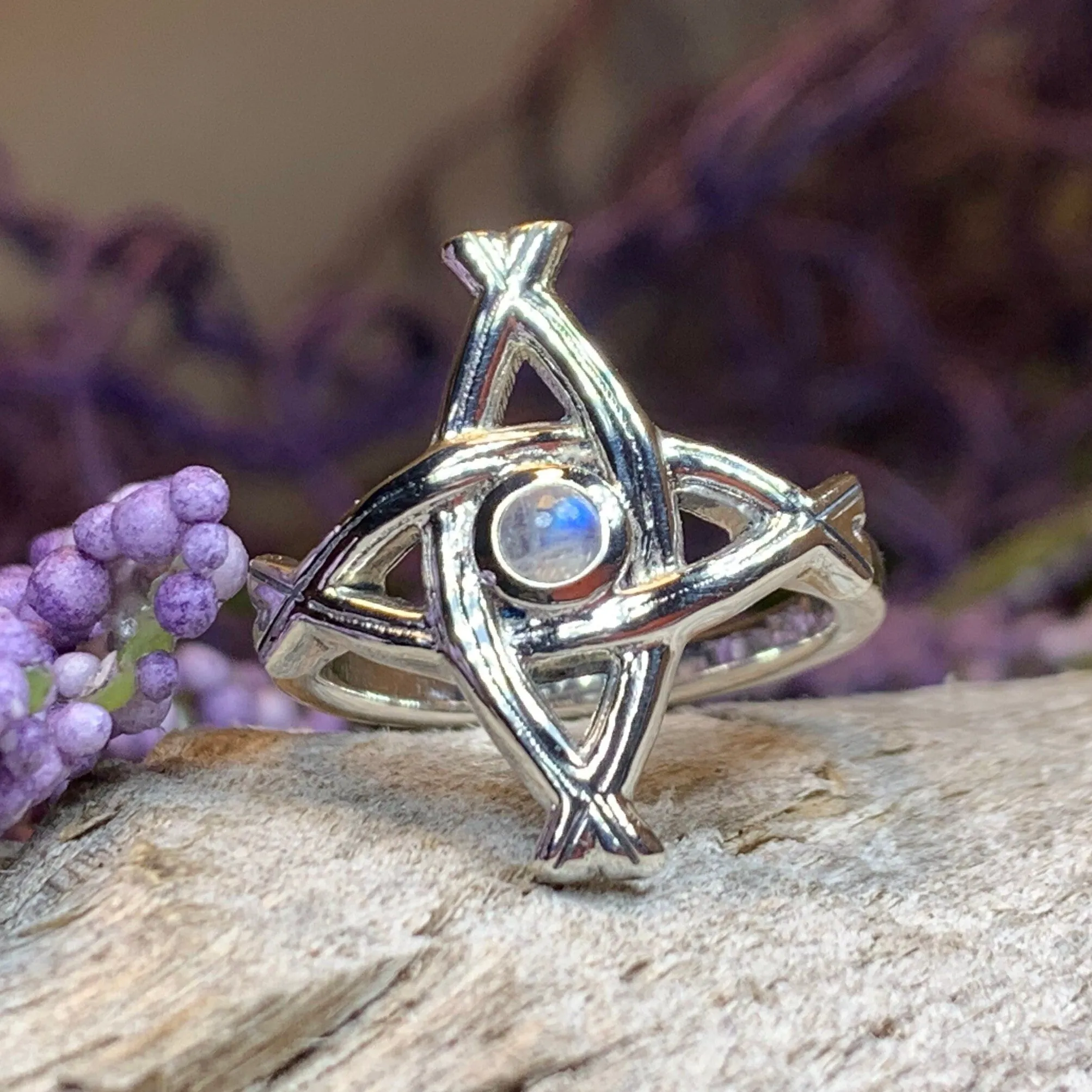 Moonstone Saint Brigid's Cross Ring
