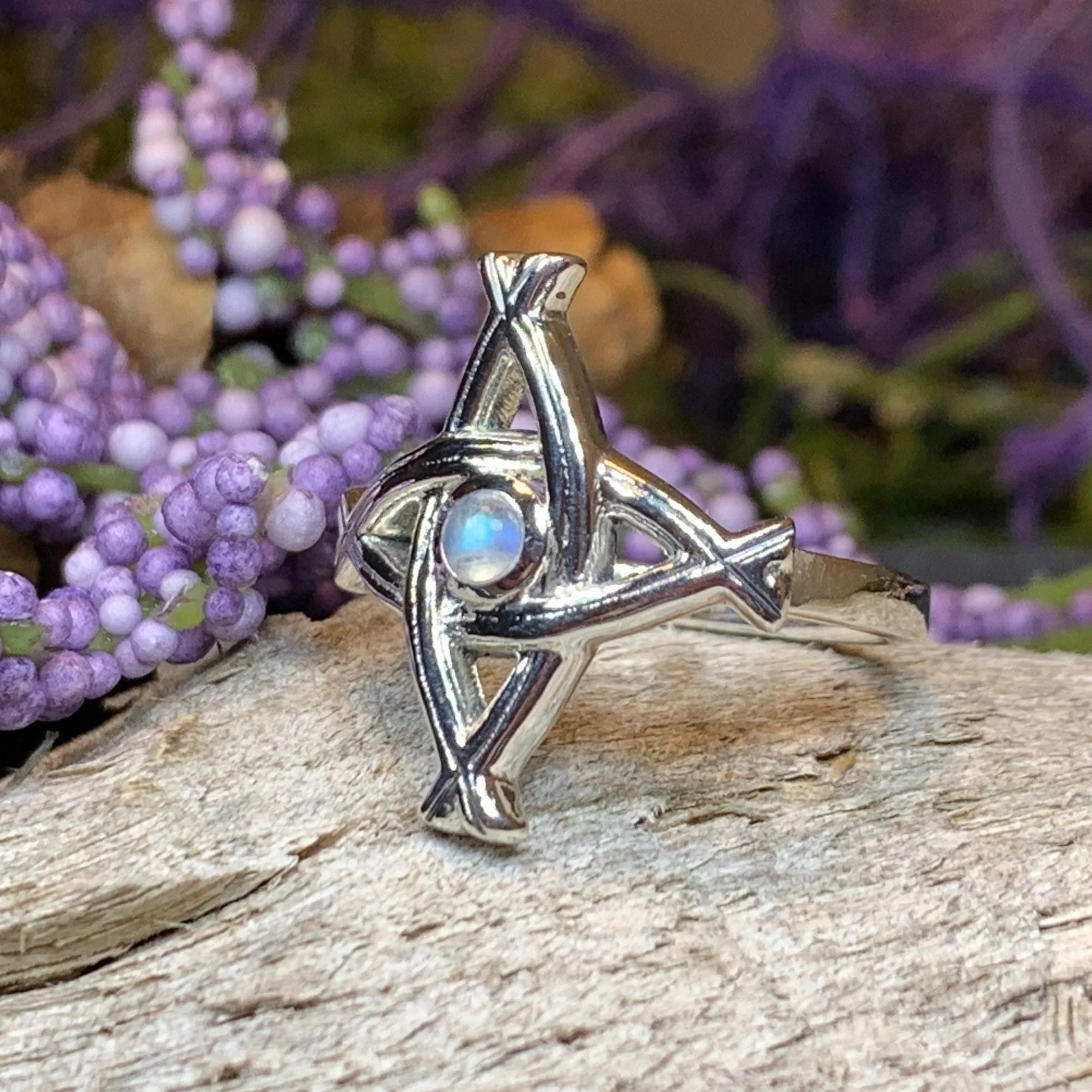 Moonstone Saint Brigid's Cross Ring