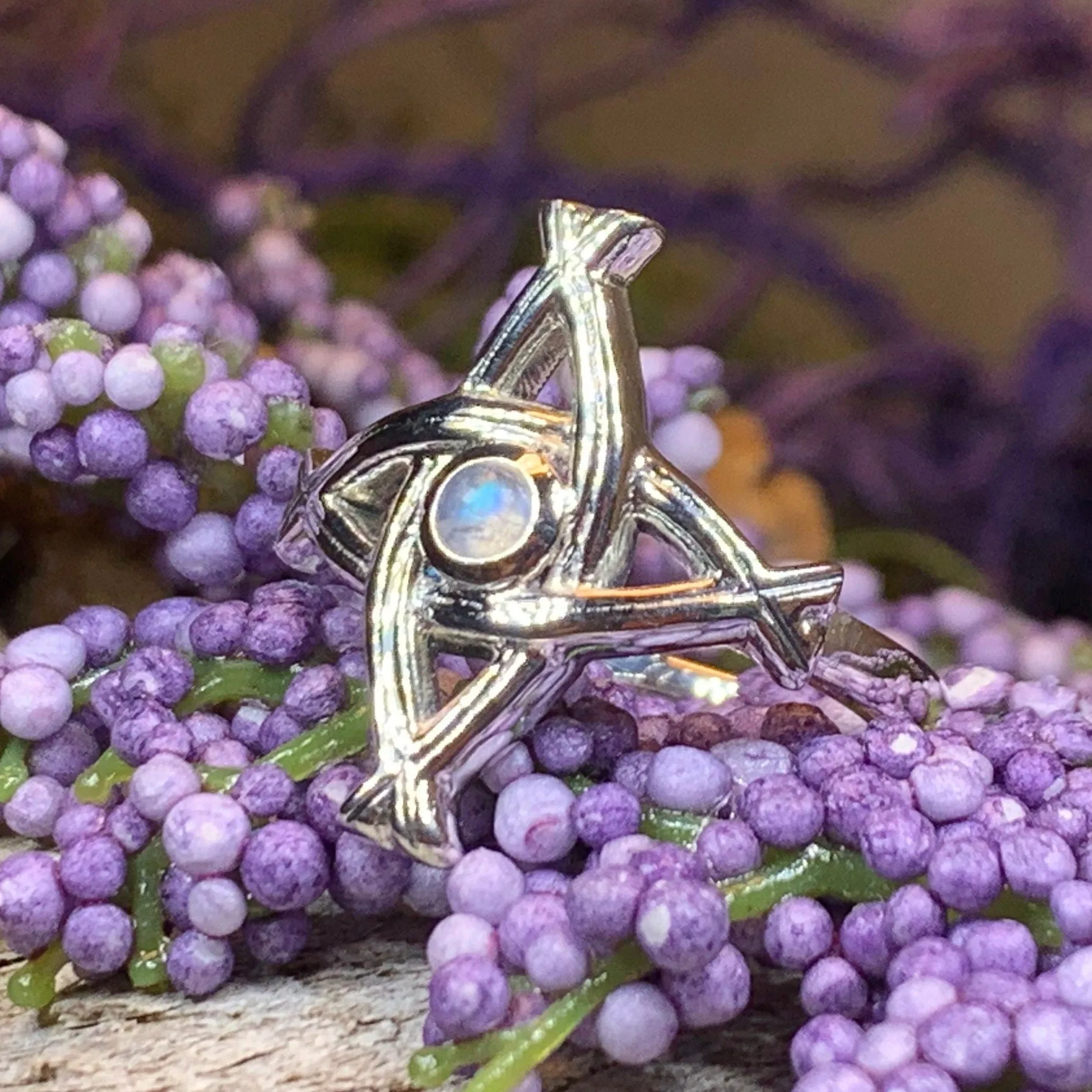 Moonstone Saint Brigid's Cross Ring
