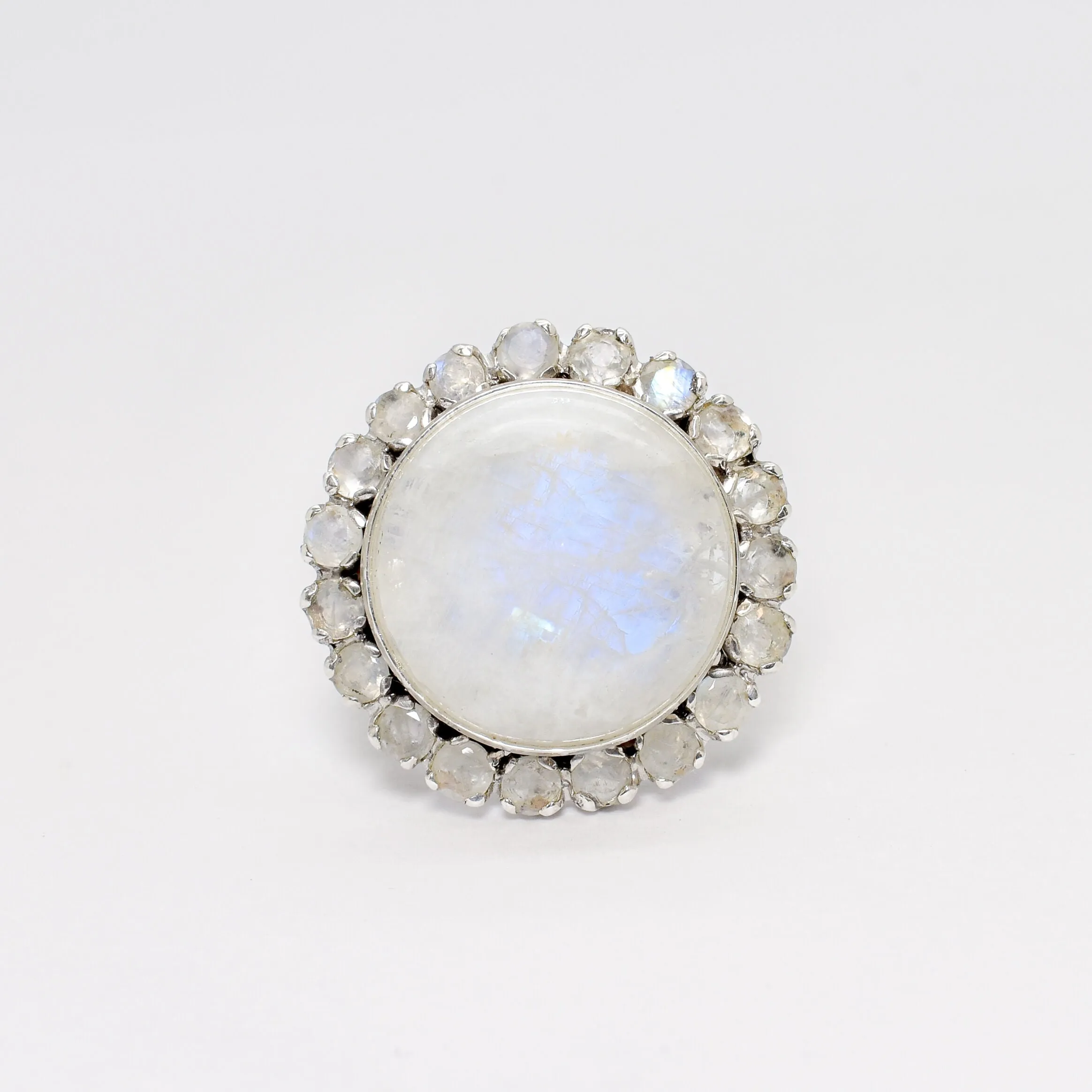 Moonstone Statement Ring - Large Round Ring - White Victorian Ring