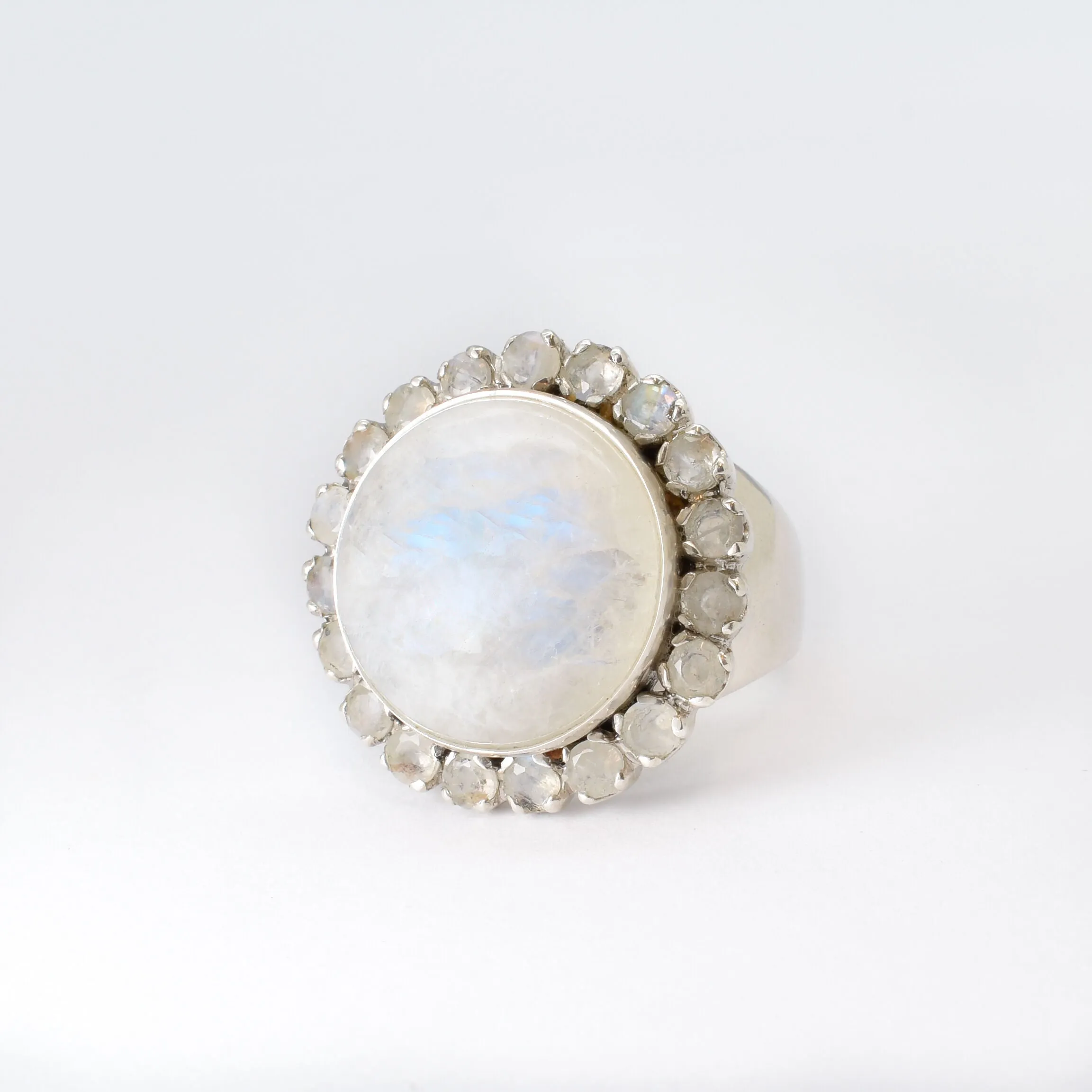 Moonstone Statement Ring - Large Round Ring - White Victorian Ring