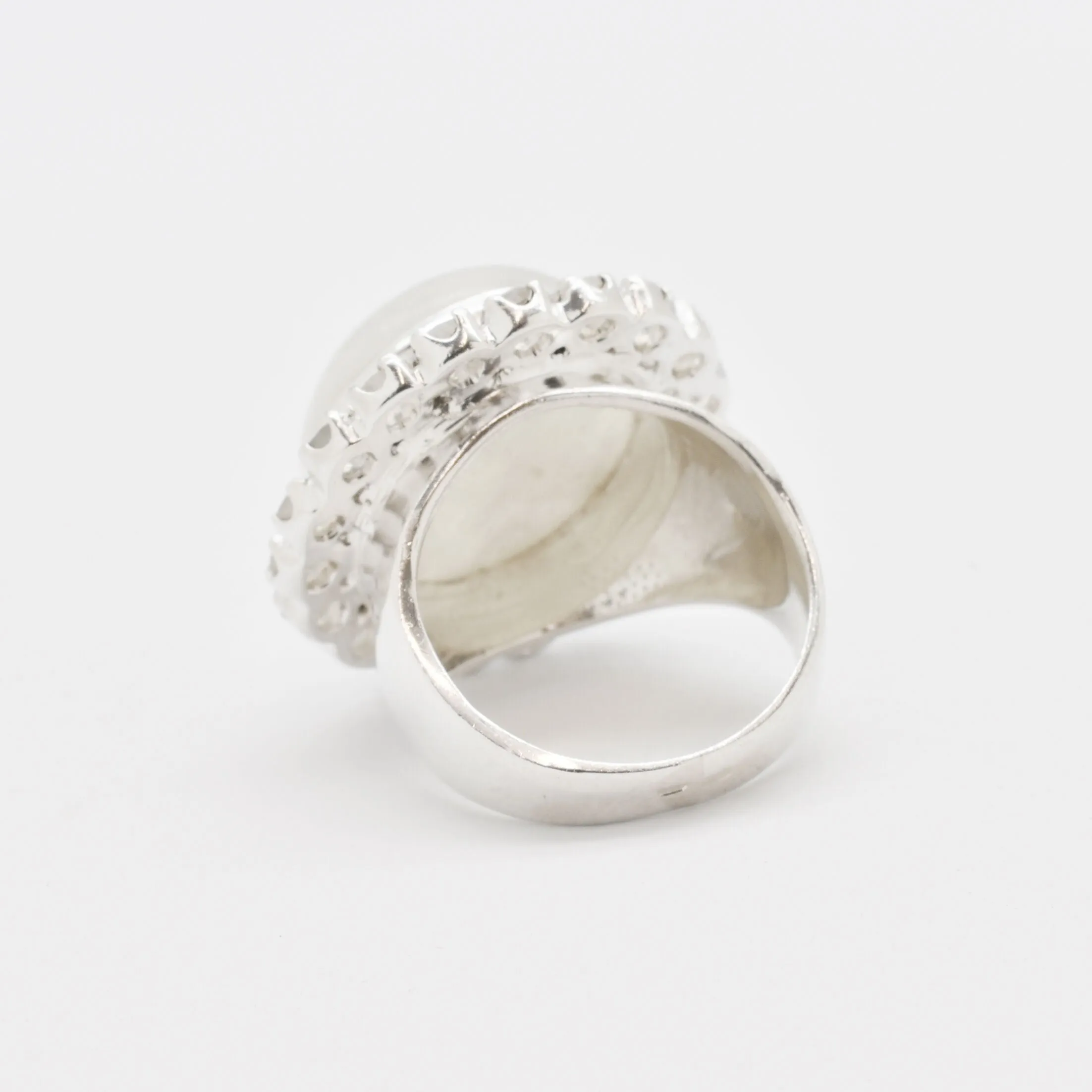 Moonstone Statement Ring - Large Round Ring - White Victorian Ring