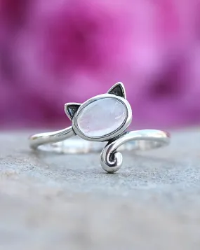 Moonstone Sterling Silver Cat Ring