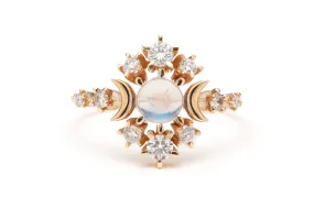  Moonstone Vintage Diamond Ring Piece