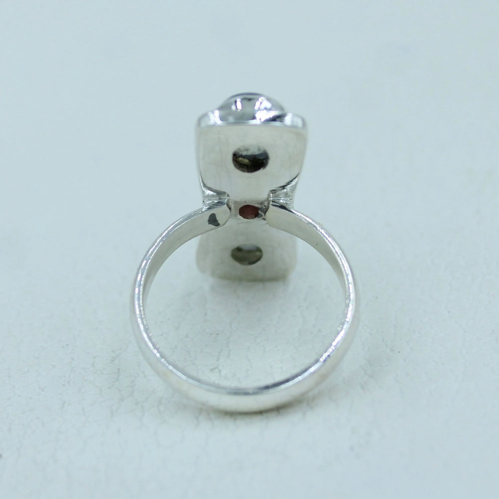 Moonstone with Tourmaline Sterling Silver Ring