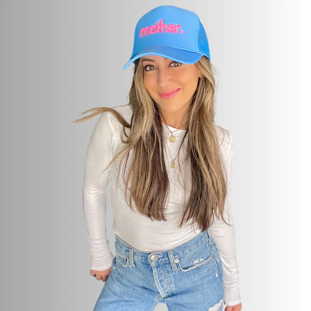 Mother Embroidered Trucker Hat -  Sky Blue