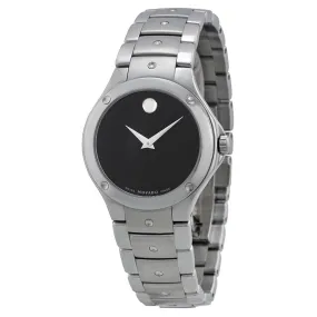 Movado Black Dial Stainless Steel Ladies Watch 606655