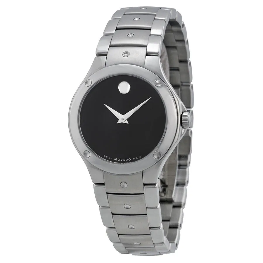 Movado Black Dial Stainless Steel Ladies Watch 606655
