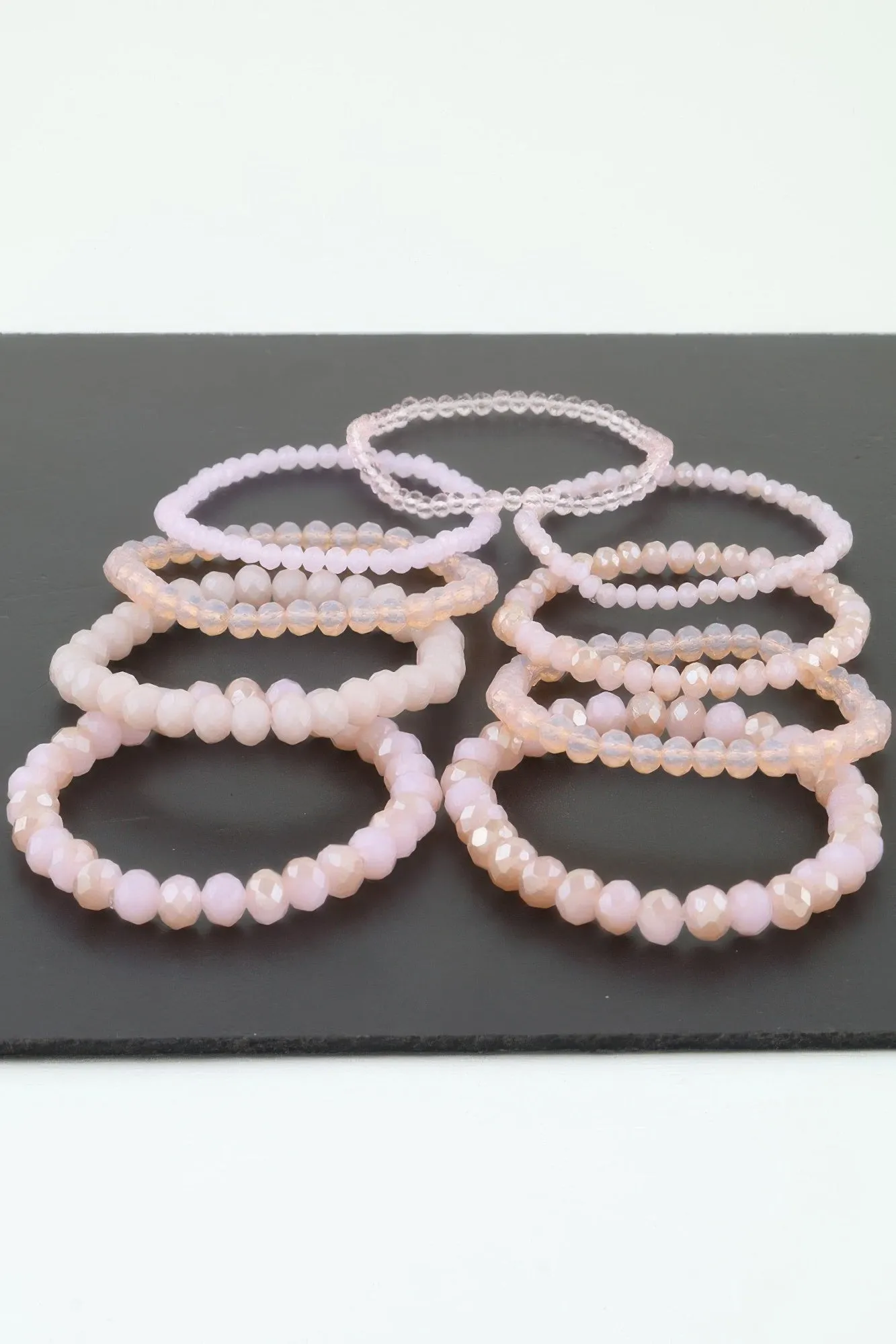 Multi Pastel Pink Crystal Beaded Bracelet