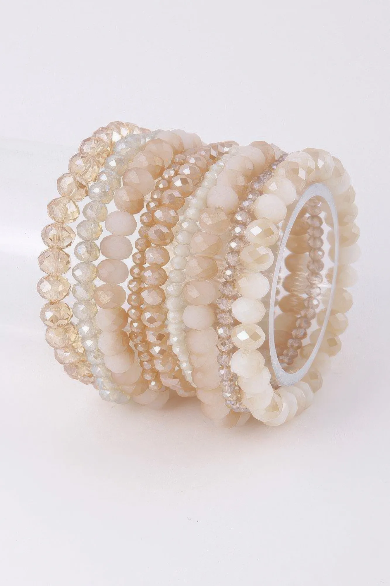 Multi Pastel Pink Crystal Beaded Bracelet