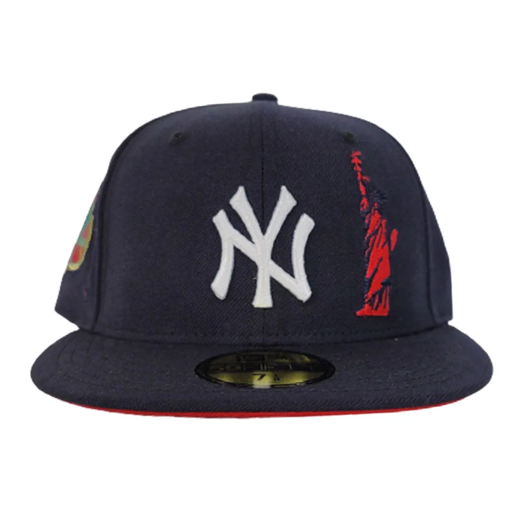 Navy Blue New York Yankees Red Bottom Statue of Liberty New Era 59Fifty Fitted