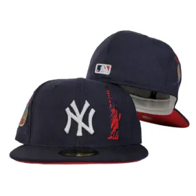 Navy Blue New York Yankees Red Bottom Statue of Liberty New Era 59Fifty Fitted
