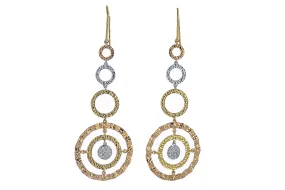 Nehita Jackie Dangling Diamond 18K 750 Yellow White & Rose Gold Pair Earrings