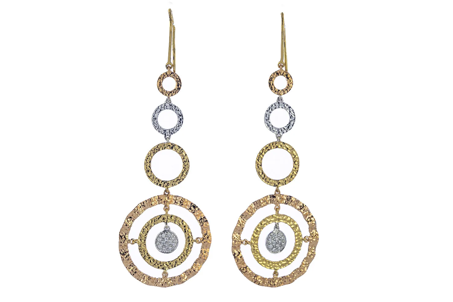 Nehita Jackie Dangling Diamond 18K 750 Yellow White & Rose Gold Pair Earrings