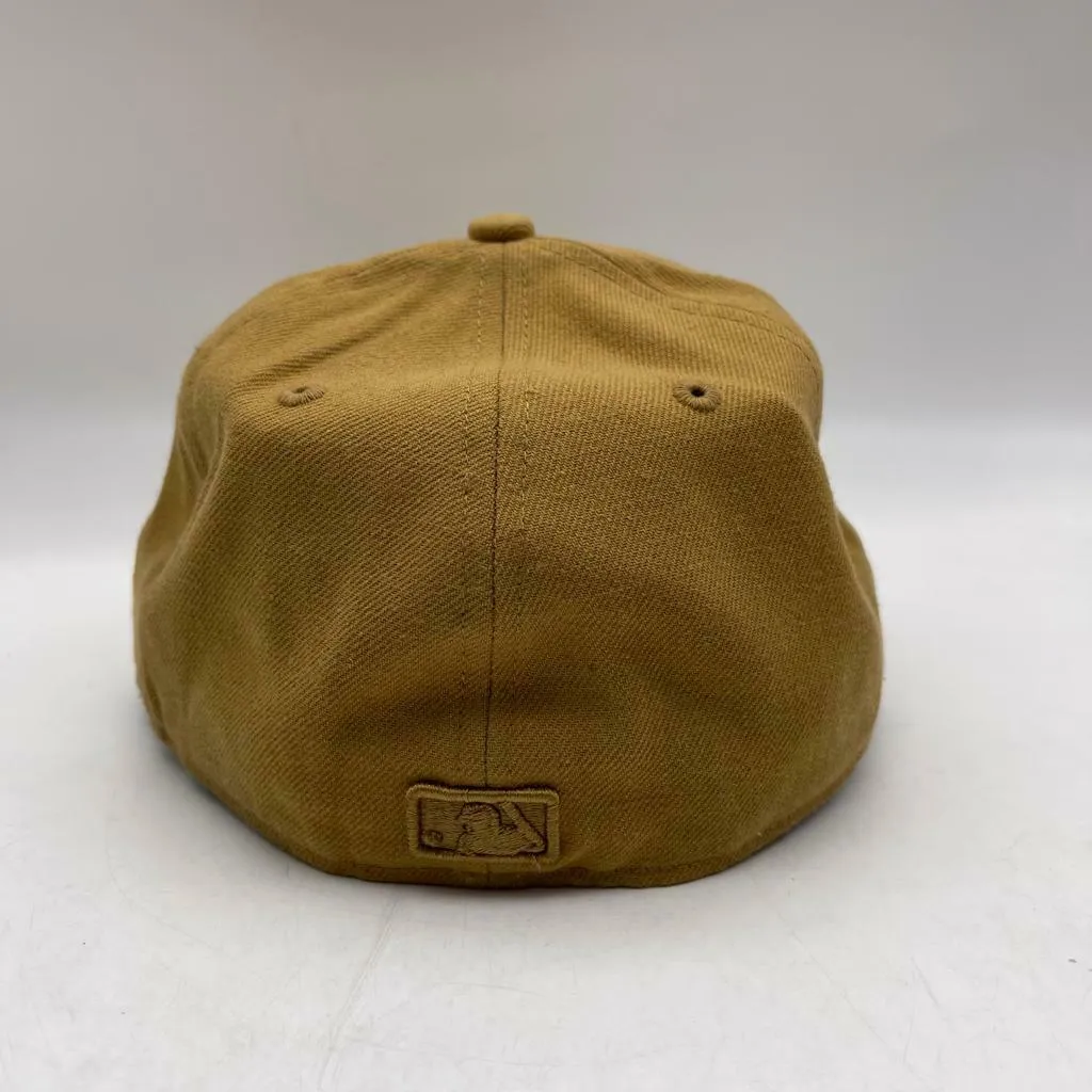 New York Yankees Fitted Hat Cap New Era 59Fifty Sz 7 1/8 Fitted Yellow White