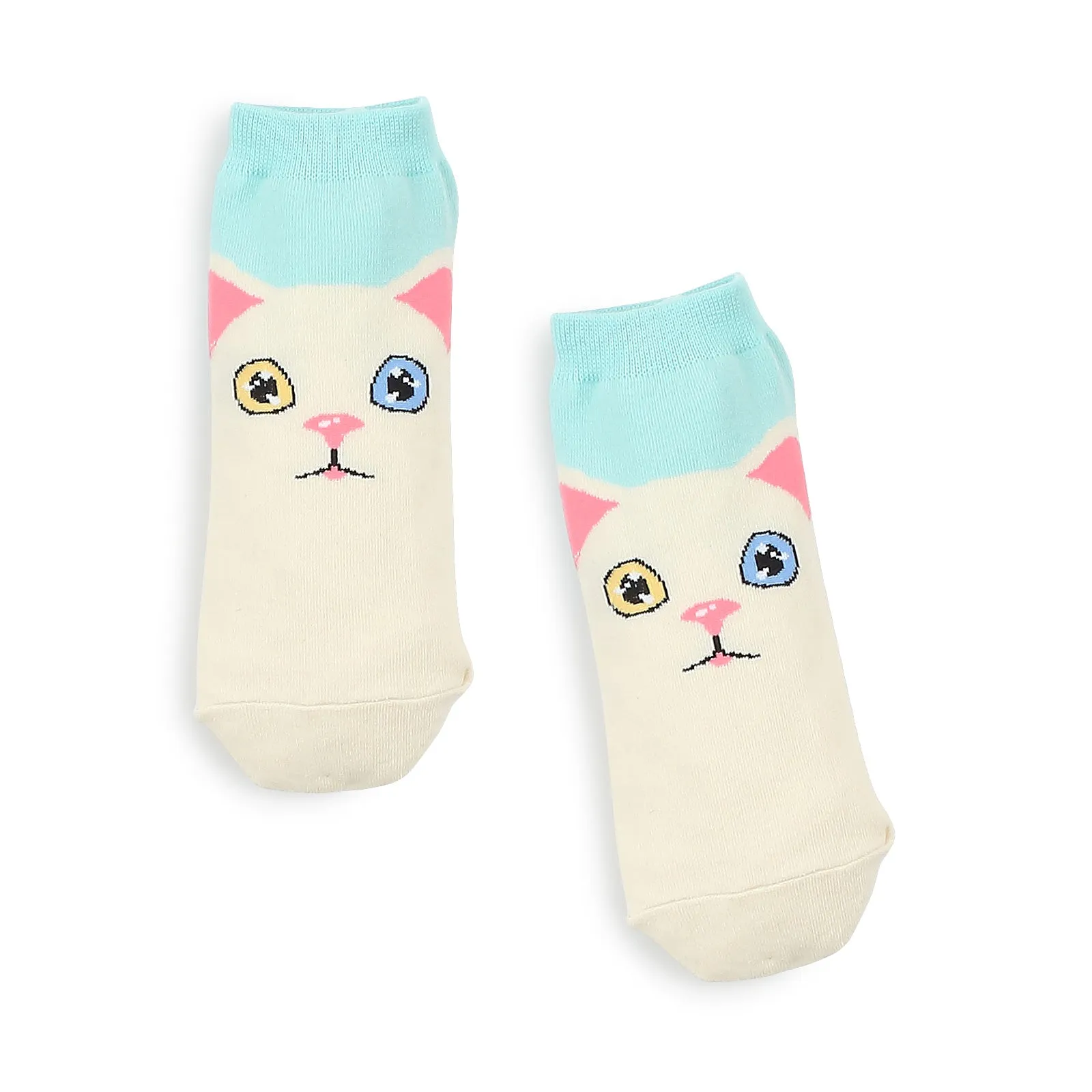Odd eye kitten tabby cat socks (5 pairs) IR15