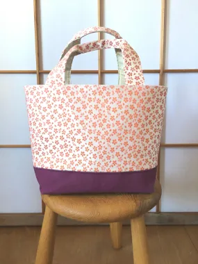 OUTLET Small Tote Bag, Pink tote, Floral bag, Canvas Bag, Brocade, Silk, Japanese Silk, Small bag, Purse, Women's Bag, One of a kind, Cherry
