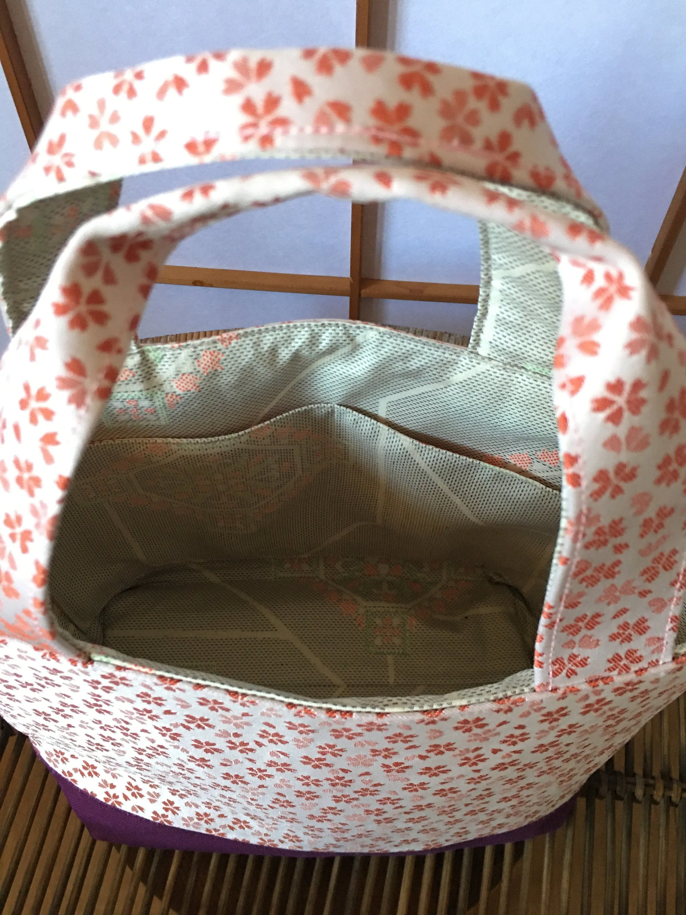 OUTLET Small Tote Bag, Pink tote, Floral bag, Canvas Bag, Brocade, Silk, Japanese Silk, Small bag, Purse, Women's Bag, One of a kind, Cherry