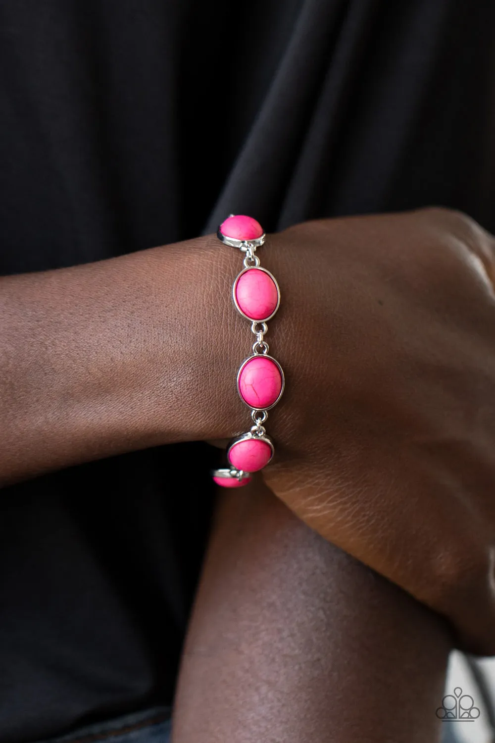 Paparazzi Nice Stonework Pink Stone Clasp Bracelet - P9BA-PKXX-030XX