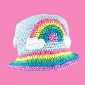 Pastel Rainbow Cloud Bucket Hat (Duck Egg Blue)