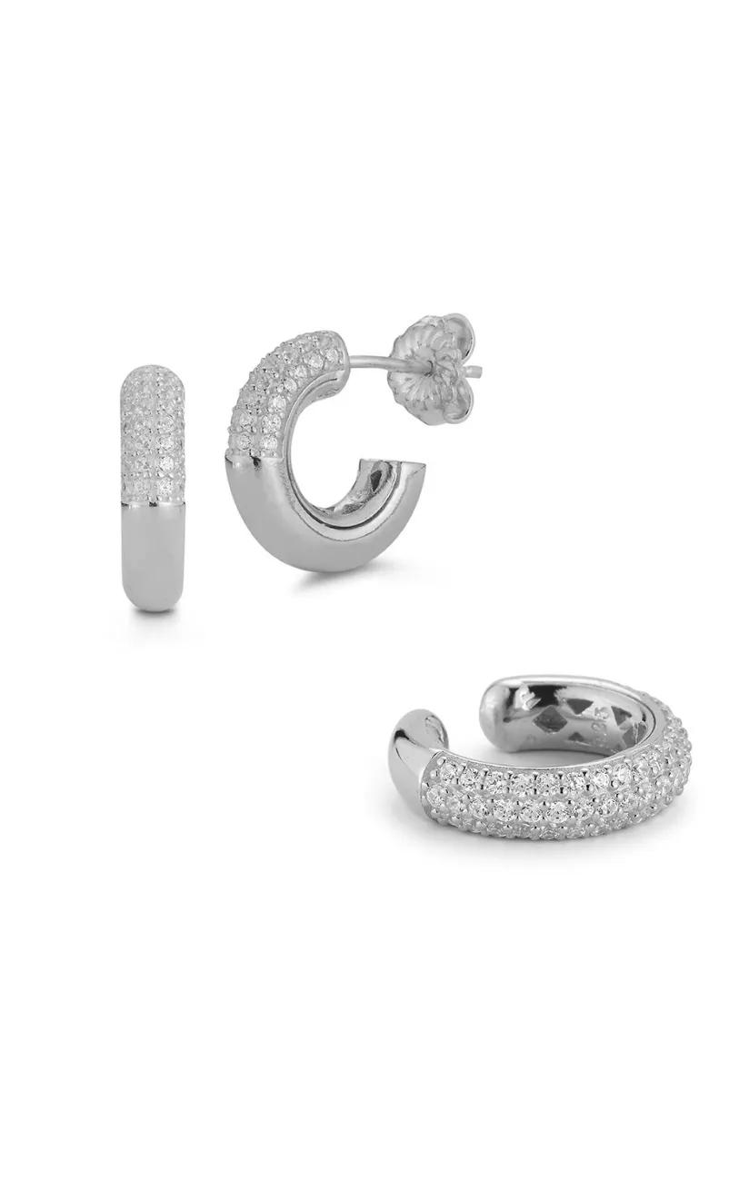 Pavé Hoop & Ear Cuff Set