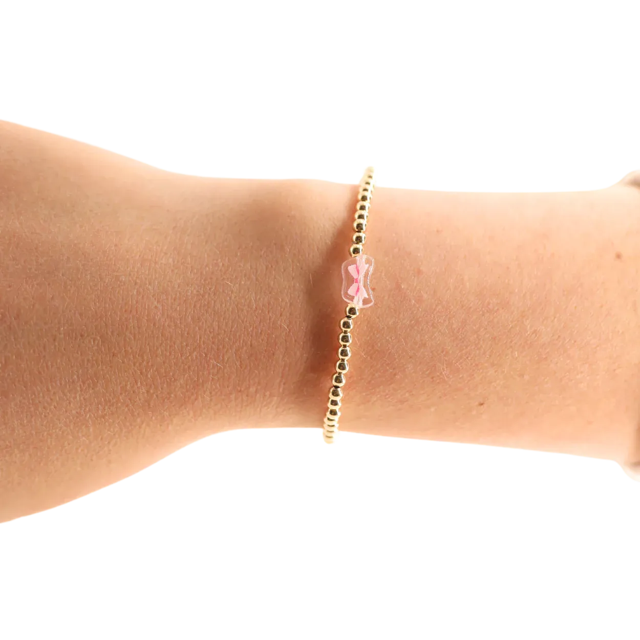 Pink Bow BB Bead Bracelet