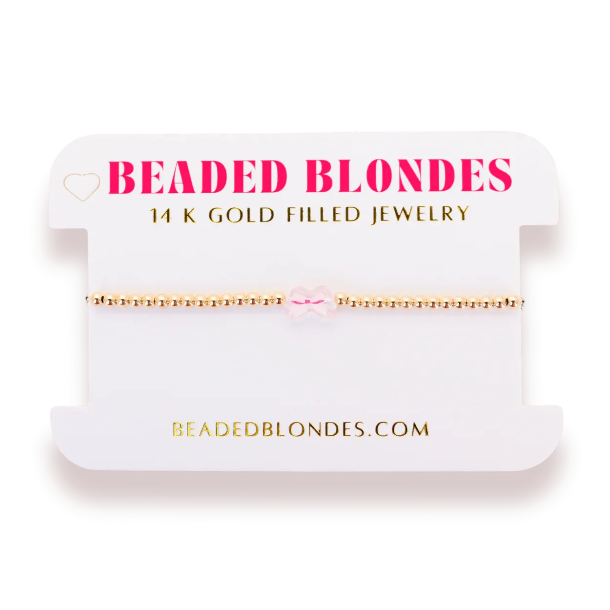 Pink Bow BB Bead Bracelet