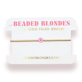 Pink Evil Eye BB Bead Bracelet