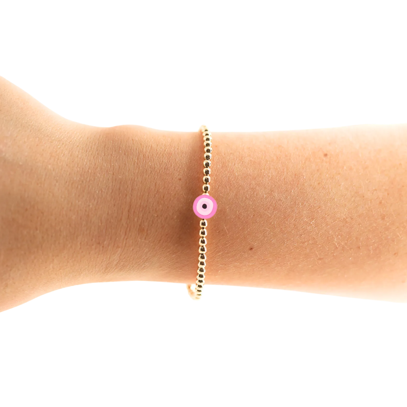 Pink Evil Eye BB Bead Bracelet