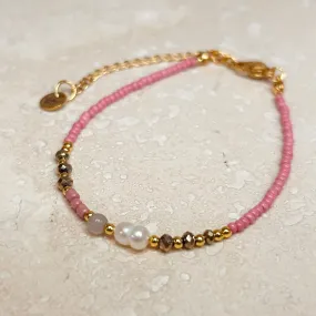 Pink Pearl Beaded Bracelet