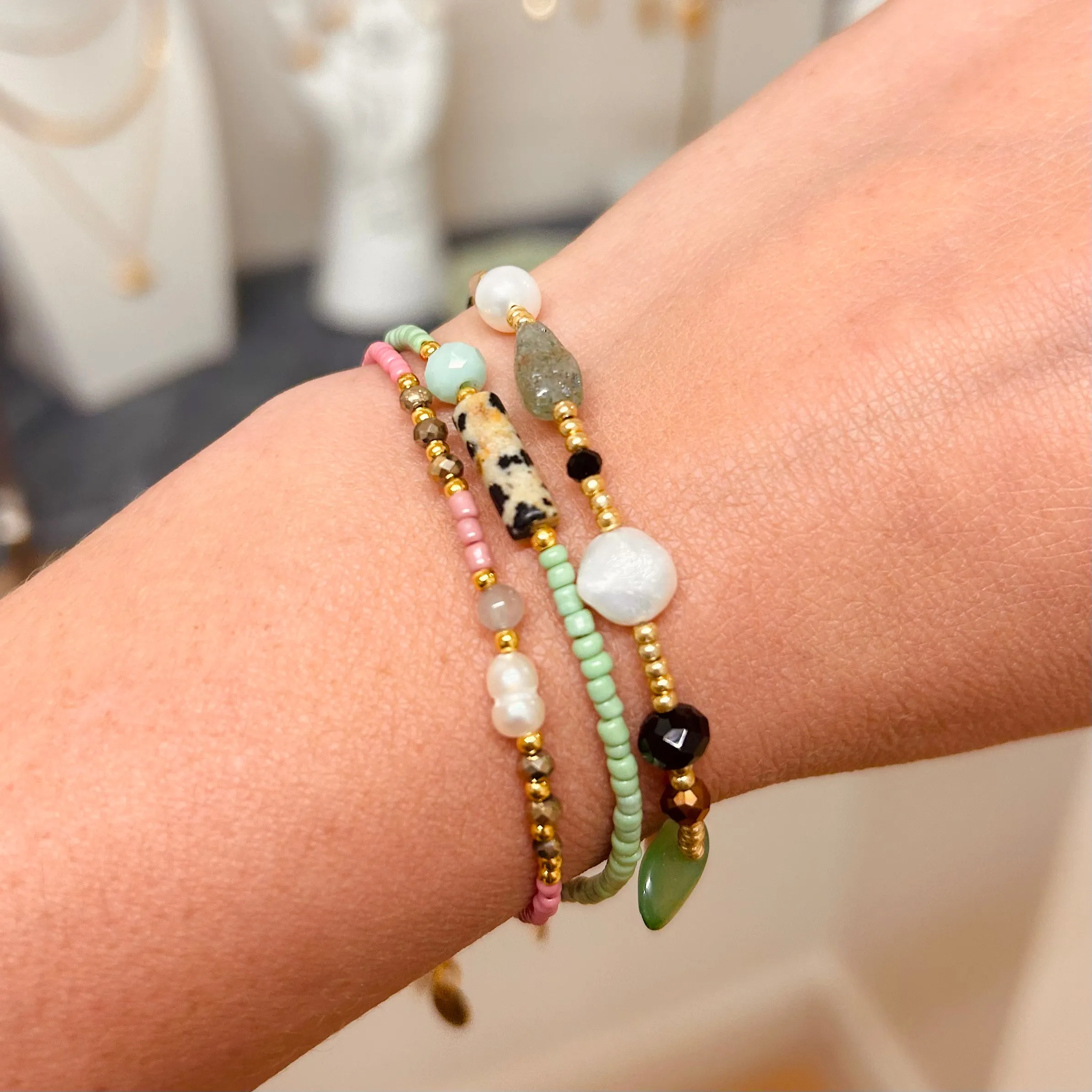 Pink Pearl Beaded Bracelet
