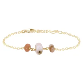 Pink Peruvian Opal Beaded Chain Bracelet