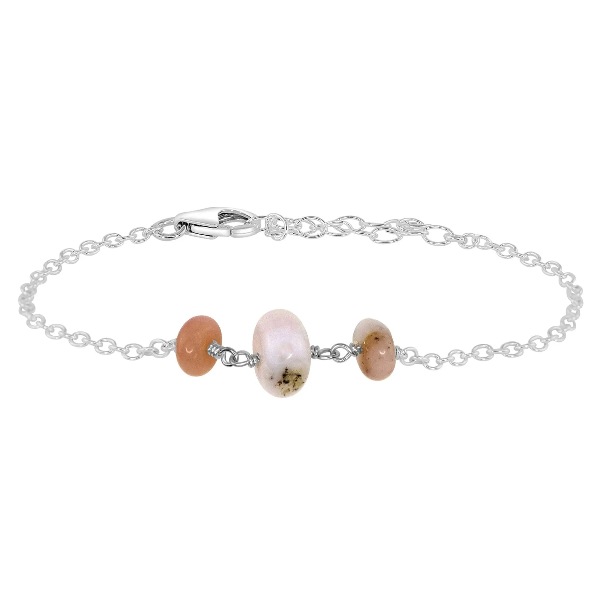 Pink Peruvian Opal Beaded Chain Bracelet