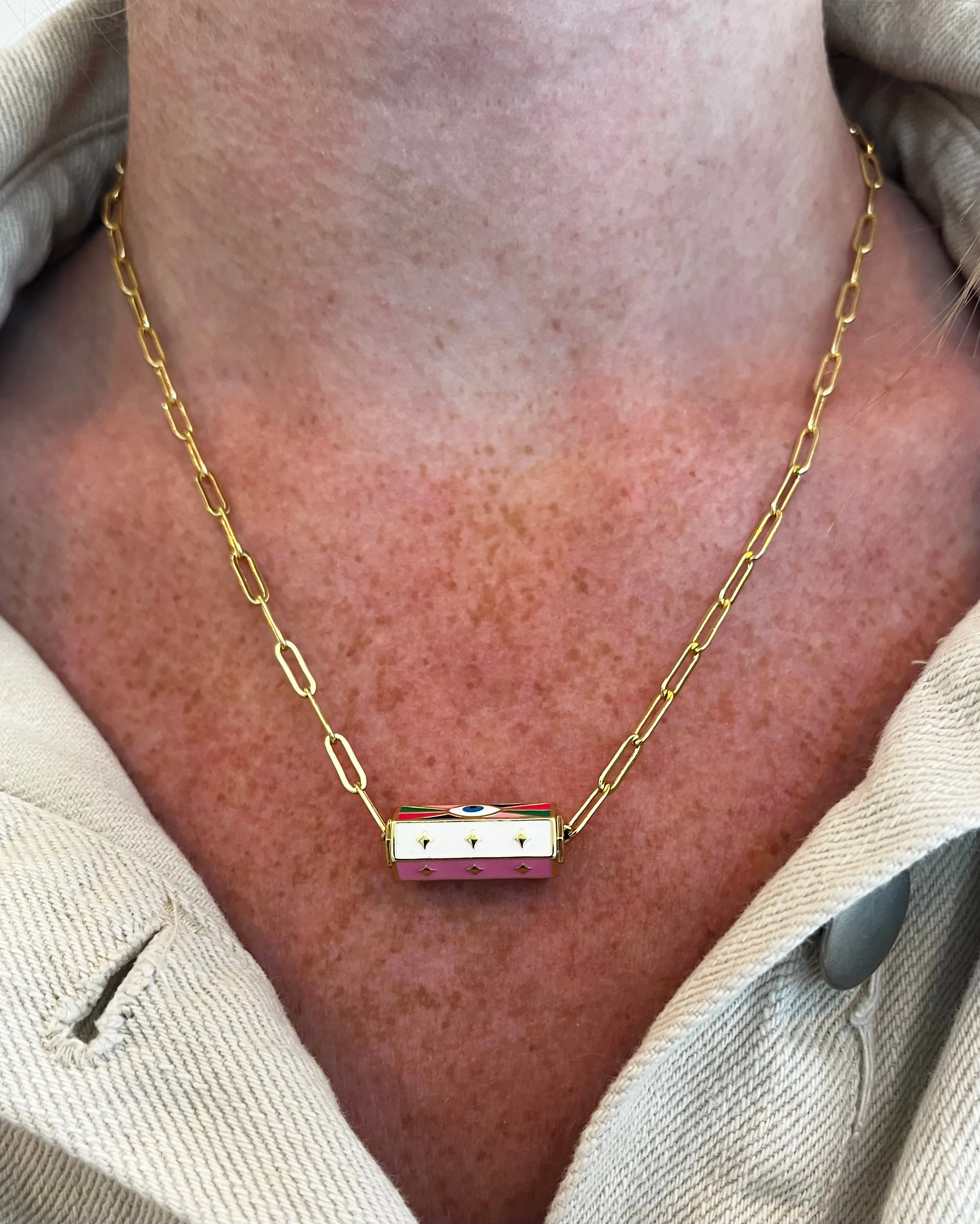 Pink Prism Eye Necklace